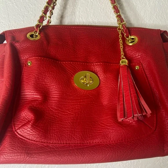 Mark. Vibrant Red Bag with Gold Details - Picture 4 of 11